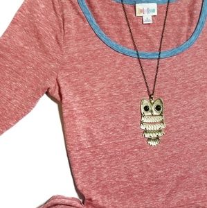 Lularoe Nicole Coral/Blue Short Sleeve Swing Dress